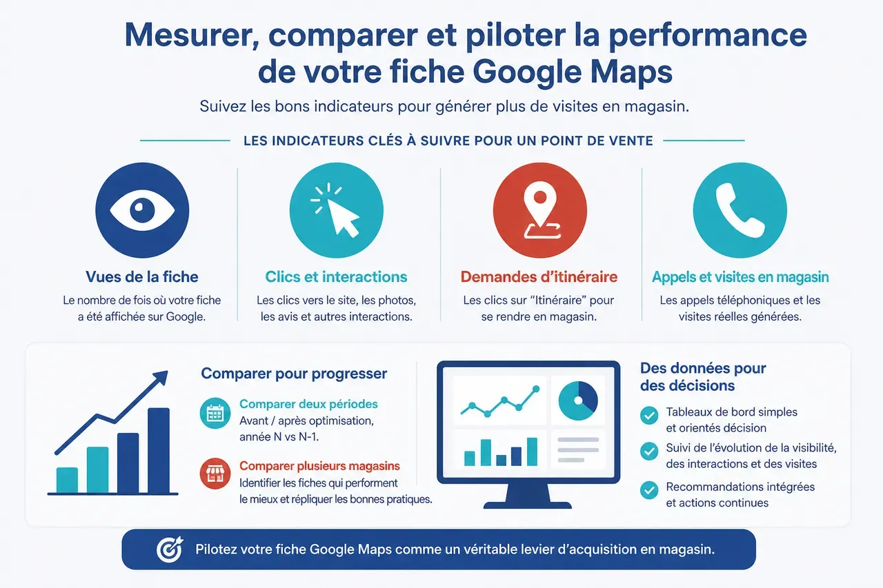 Attirer plus de visites en magasin avec Google Maps sans dépenser plus en pub - ADN DIGITAL Consultant SEO Mâcon (Saône-et-Loire), Consultant SEO Bourg-en-Bresse (Ain), Consultant SEO Lyon (Rhône) Attirer plus de visites en magasin avec Google Maps sans dépenser plus en pub , Mesurer, comparer et piloter la performance de votre fiche Google Maps