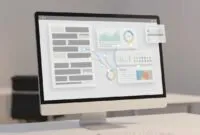 seo-booster-live-search-analytics-internal-linking-visual Modern CMS editor view with live search analytics panels and glowing automatic internal link suggestions visualized by connecting nodes and charts