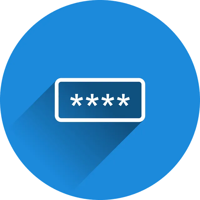 Icono circular azul con un campo de contraseña representado por un rectángulo blanco con cuatro asteriscos, que evoca seguridad y gestión de accesos, ideal para Mantenimiento y optimización de páginas webs.