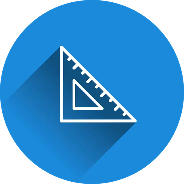 Icono circular azul con una escuadra blanca estilizada y sombra larga que evoca herramientas de diseño y precisión para Mantenimiento y optimización de páginas webs y mejora de la experiencia de usuario.