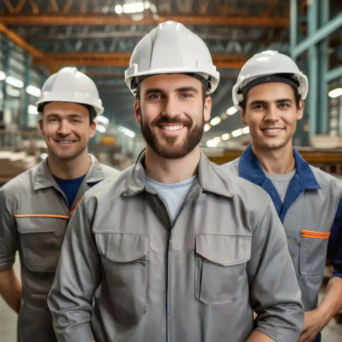 group of 3 manufacturing factory workers