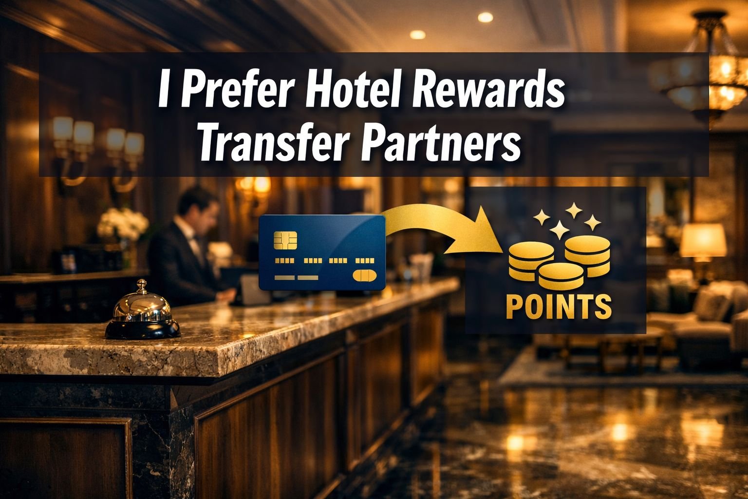 I Prefer Hotel Rewards Transfer Partners Professional landscape format (1536x1024) hero image featuring bold text overlay 'I Prefer Hotel Rewards Transfer Partners' in extra large 7