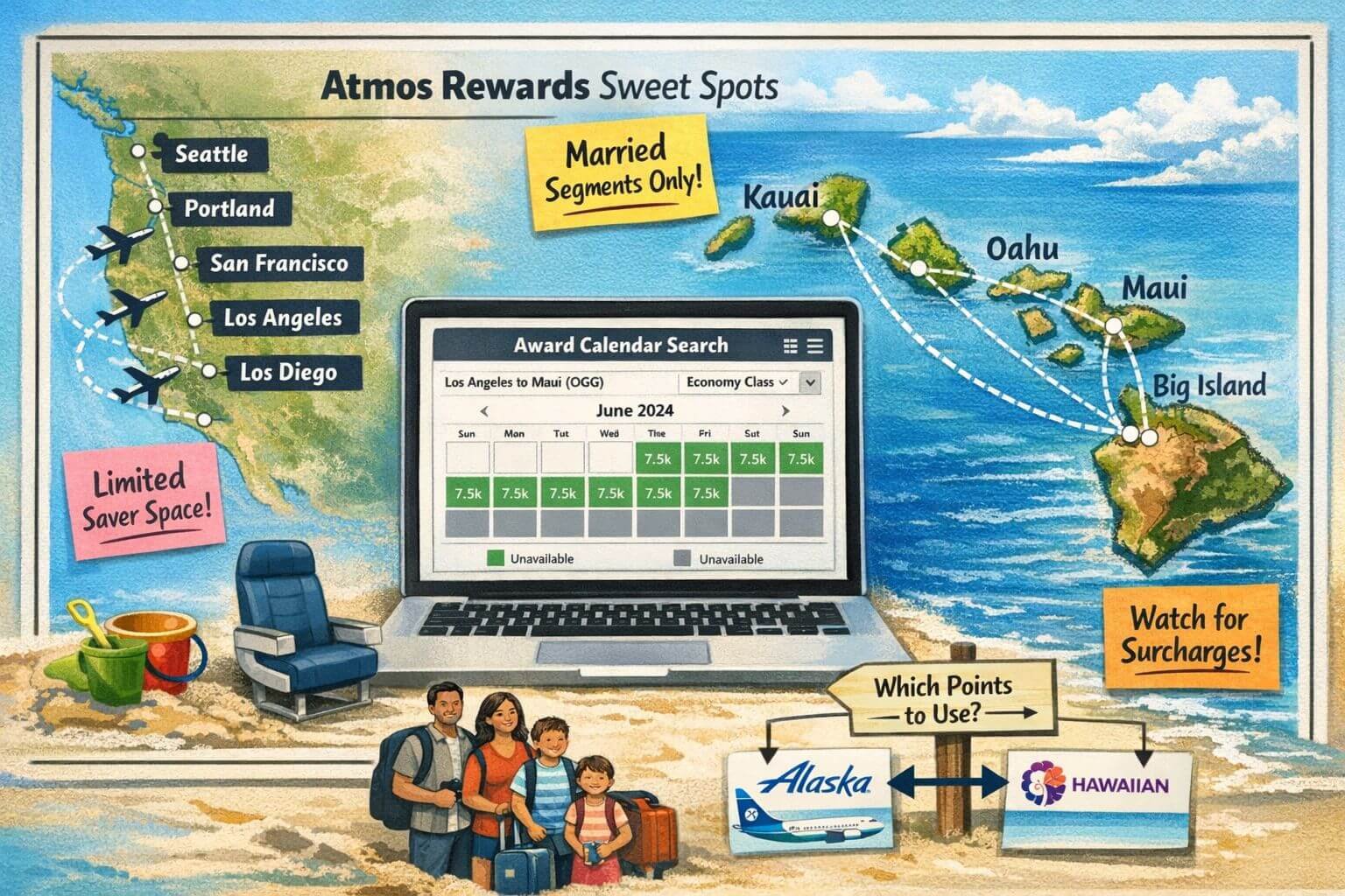 Atmos Rewards Partner Sweet Spots: Best Uses of Alaska/Hawaiian Points Content image 2: practical travel planning visual for Hawaii, short-haul, and real-world booking friction within Atmos