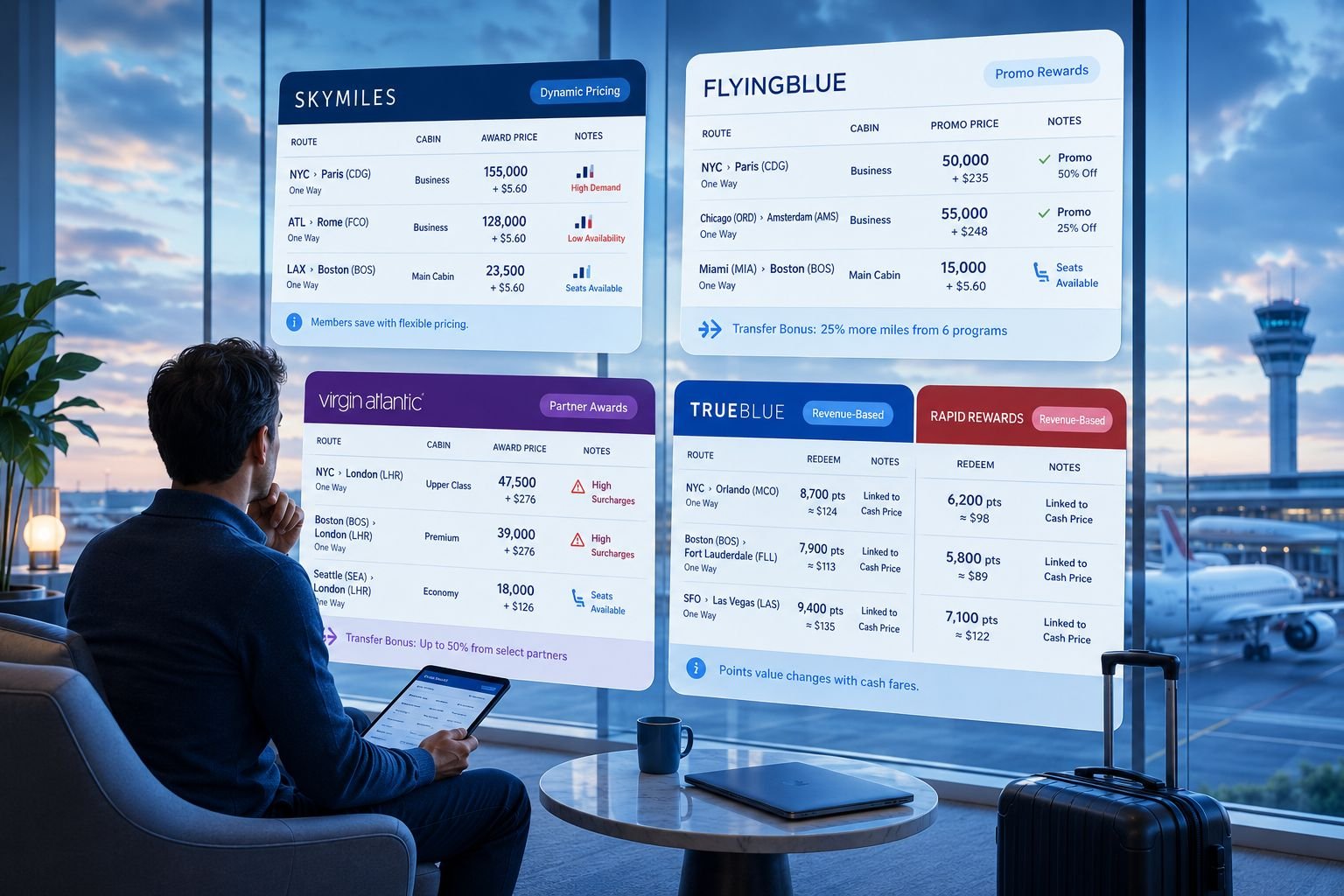 Airline Loyalty Programs Comparison 2026: Best Earning, Award Charts & Elite Benefits SkyTeam Airline Loyalty Programs Comparison: Delta SkyMiles vs Air France/KLM Flying Blue vs Virgin Atlantic