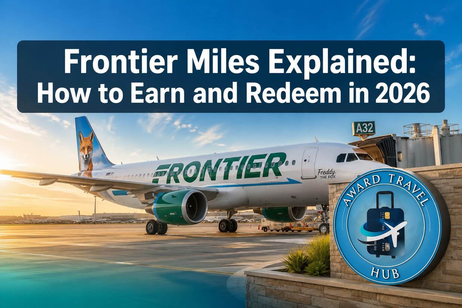 Frontier Miles Explained: How to Earn and Redeem Frontier Airlines Miles Professional () hero image with 'Frontier Miles Explained: How to Earn and Redeem in 2026' in extra large white with dark