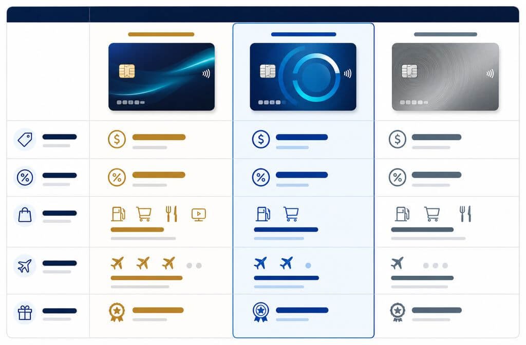 Chase Freedom Unlimited Card Review 2026: Is the No-Annual-Fee Cash Back Worth It? () side-by-side comparison table graphic showing three credit cards: Chase Freedom Unlimited, Citi Double Cash, and Capital
