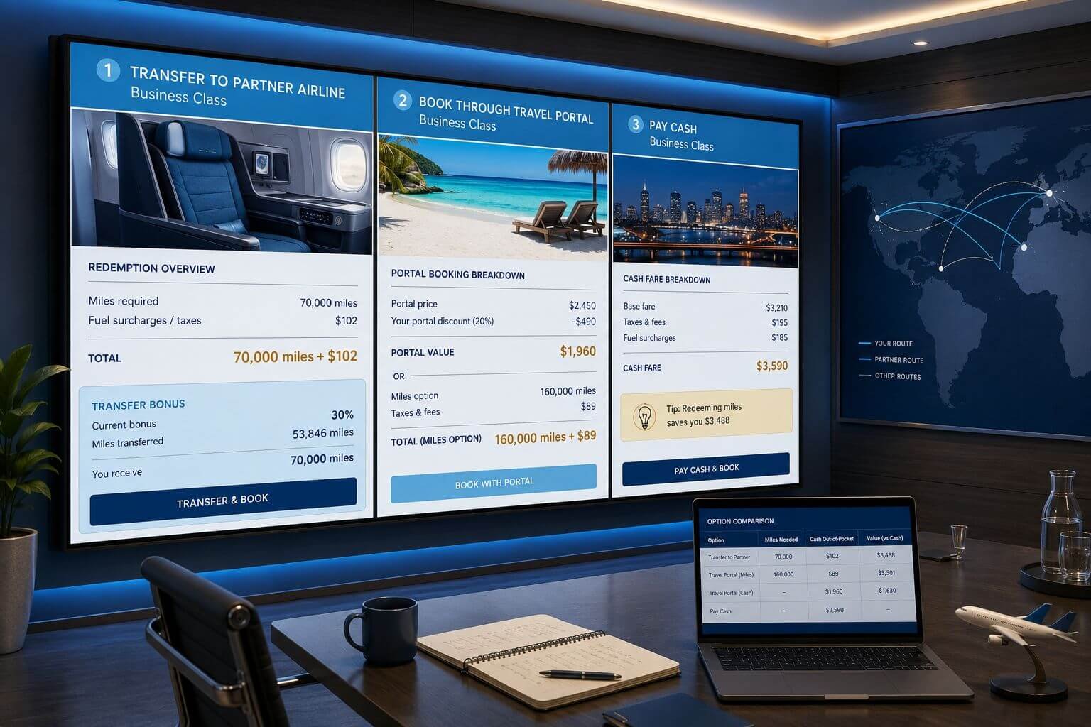 Travel Points Calculator: How to Value Your Miles and Points in 2026 Comparing transfer vs portal vs cash with simple math