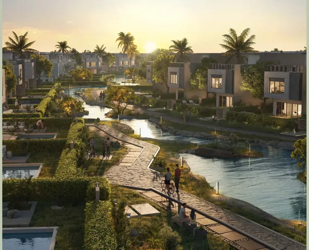 The Crown Palm Hills October 6 The Crown Extension green paths and water landscaping