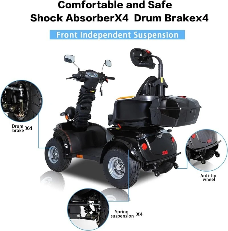 Heavy Duty 4 Wheel Mobility Scooter, All-Terrain Electric Mobility Scooters for Seniors and Adults 1000W- Fat Tire, Adjustable Seat and Handle, Long Range, 500lbs Capacity, USB Charger Port WIILAYOK heavy duty all terrain mobility scooter 3