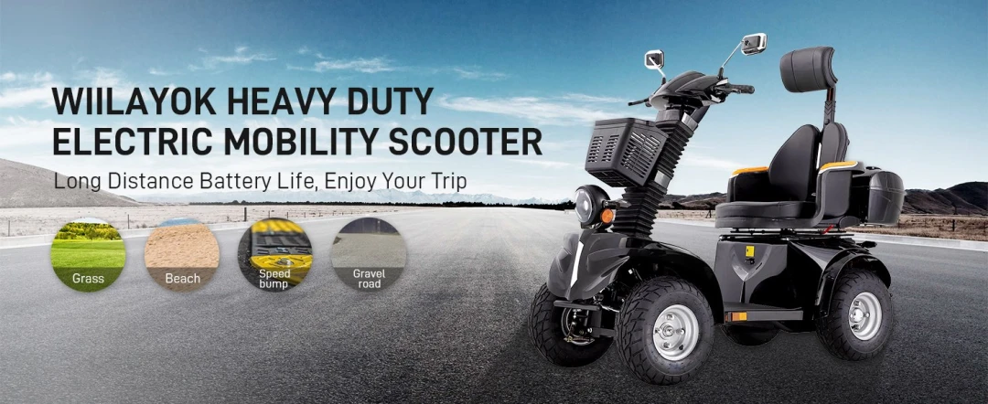 Heavy Duty 4 Wheel Mobility Scooter, All-Terrain Electric Mobility Scooters for Seniors and Adults 1000W- Fat Tire, Adjustable Seat and Handle, Long Range, 500lbs Capacity, USB Charger Port WIILAYOK Heavy Duty All Terrain Mobility Scooter