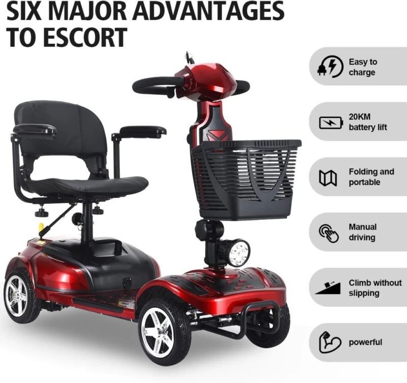 Heavy Duty Mobility Scooter for Adults Wheelchair Device for Travel, Elderly, 350 lbs Max Weight, 4-Wheel Powered Mobility Scooters for Seniors (05-X)