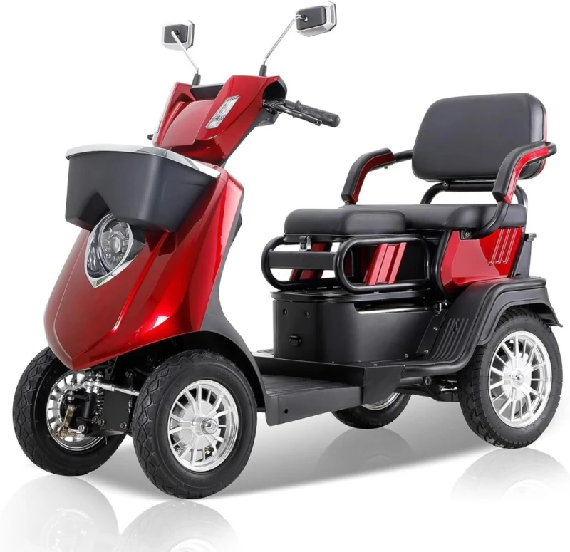 All-Terrain 4-Wheel Electric Powered Mobility Scooter for Seniors Adults Heavy Duty Mobile Scooters with Convertible 2-Seat, 3-Speed Mode, 1000W Motor, 500lbs Capacity (Red A) All-Terrain 4-Wheel Electric Powered Mobility Scooter for Seniors Adults Heavy Duty Mobile Scooters with Convertible 2-Seat, 3-Speed Mode, 1000W Motor, 500lbs Capacity (Red A)