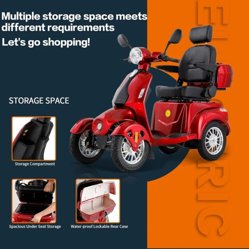 Heavy Duty 4 Wheel Mobility Scooters for Seniors Adults 500lbs Capacity - Electric Powered Chair - 800W All Terrain Fast Mobility Scooter for Travel w/Long Range Battery Remote Key Heavy Duty 4 Wheel Mobility Scooters for Seniors Adults 500lbs Capacity - Electric Powered Chair - 800W All Terrain Fast Mobility Scooter for Travel w/Long Range Battery Remote Key