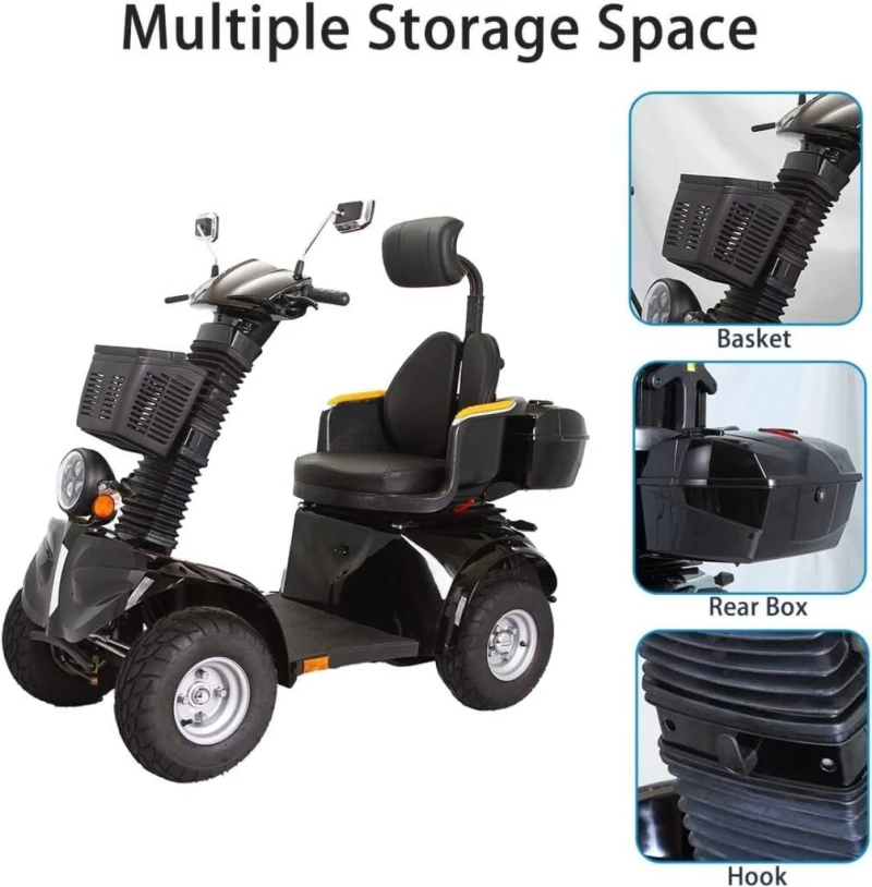 Heavy Duty Mobility Scooters for Seniors Adults 500lbs Capacity - Electric Powered Wheelchair Device - 1000W All Terrain Recreational Mobility Scooter for Travel Red Heavy Duty Mobility Scooters for Seniors Adults 500lbs Capacity - Electric Powered Wheelchair Device - 1000W All Terrain Recreational Mobility Scooter for Travel Red