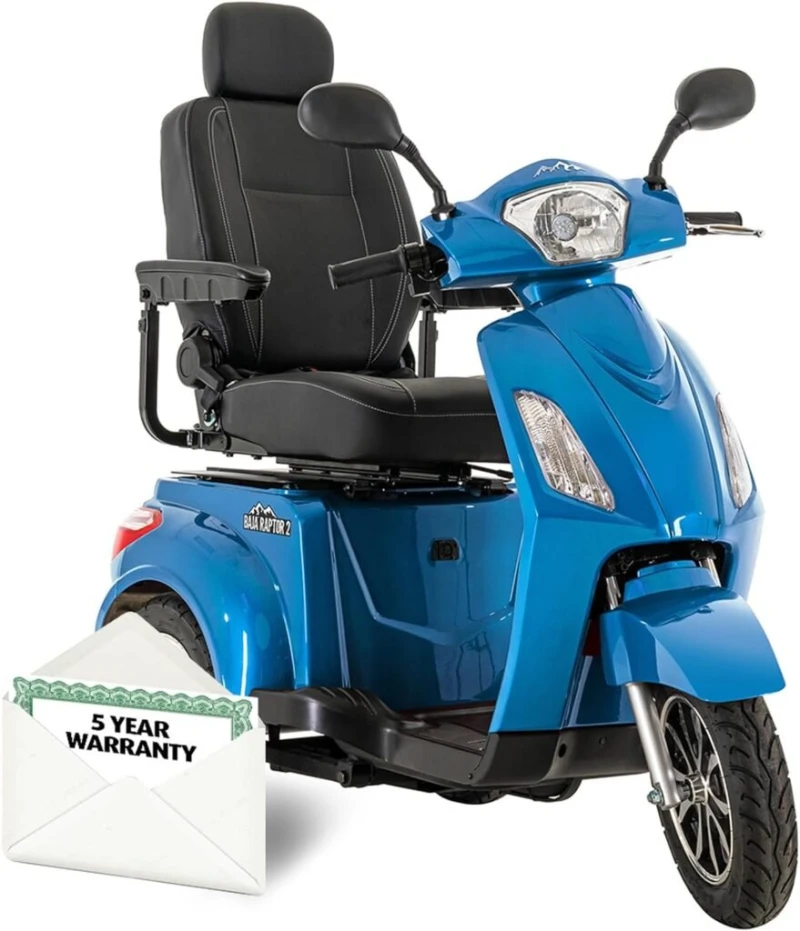 Pride Baja Raptor 2, 3-Wheel Super-Fast Outdoor Scooter, 400 Lbs. Weight Capacity, with 5-Year Extended Warr (Candy Apple Red) Pride Baja Raptor 2, 3-Wheel Super-Fast Outdoor Scooter, 400 Lbs. Weight Capacity, with 5-Year Extended Warr (Candy Apple Red)