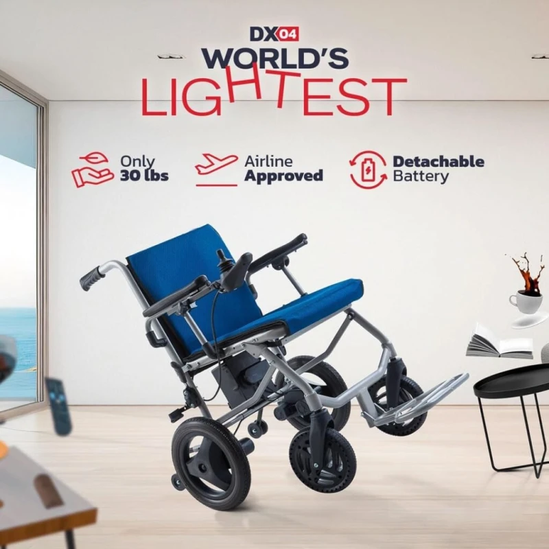 Worlds Lightest Folding Electric Wheelchair - Weighs only 30 lbs - 12 mi Cruise Range - Detachable Battery - Serviced from USA Worlds Lightest Folding Electric Wheelchair - Weighs only 30 lbs - 12 mi Cruise Range - Detachable Battery - Serviced from USA