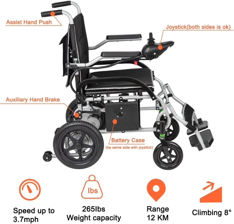 Electric Wheelchair, Lightweight 37.5 lbs, Foldable 180W Motor Power, 10AH Battery, 12 Miles Range for Adults, Foldable Lightweight Electric Wheelchairs with Seatbelt, Max Capacity: 265 lbs Electric Wheelchair, Lightweight 37.5 lbs, Foldable 180W Motor Power, 10AH Battery, 12 Miles Range for Adults, Foldable Lightweight Electric Wheelchairs with Seatbelt, Max Capacity: 265 lbs