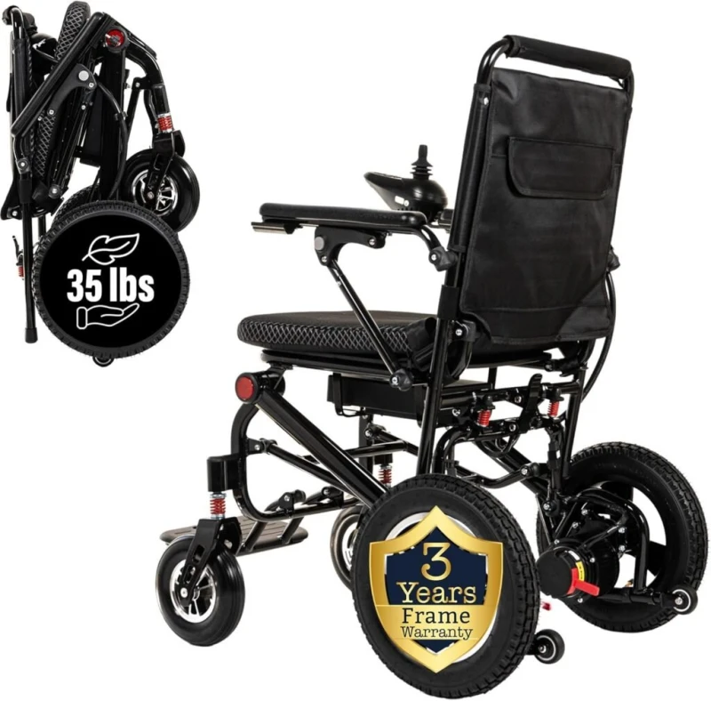 MALISA Electric Wheelchair, Lightweight Power Wheelchair, Folding Dual Motorized All Terrain Electric Wheelchairs, Comfortable Travel Wheelchair (Black Frame) MALISA Electric Wheelchair, Lightweight Power Wheelchair, Folding Dual Motorized All Terrain Electric Wheelchairs, Comfortable Travel Wheelchair (Black Frame)