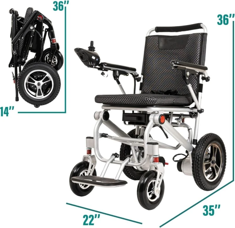 MALISA Electric Wheelchair, Lightweight Power Wheelchair, Folding Dual Motorized All Terrain Electric Wheelchairs, Comfortable Travel Wheelchair (Black Frame) MALISA Electric Wheelchair, Lightweight Power Wheelchair, Folding Dual Motorized All Terrain Electric Wheelchairs, Comfortable Travel Wheelchair (Black Frame)