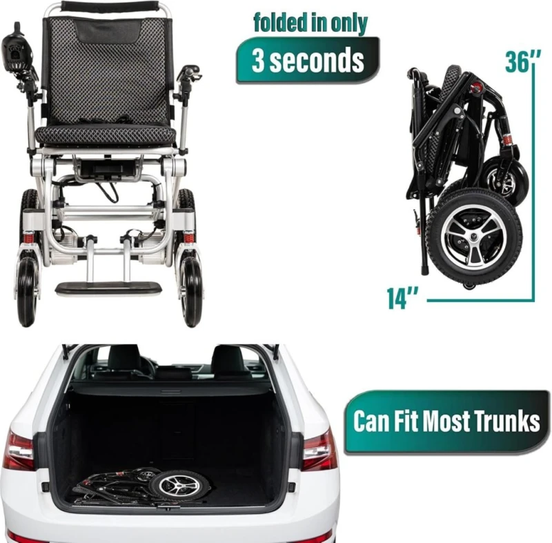 MALISA Electric Wheelchair, Lightweight Power Wheelchair, Folding Dual Motorized All Terrain Electric Wheelchairs, Comfortable Travel Wheelchair (Black Frame) MALISA Electric Wheelchair, Lightweight Power Wheelchair, Folding Dual Motorized All Terrain Electric Wheelchairs, Comfortable Travel Wheelchair (Black Frame)