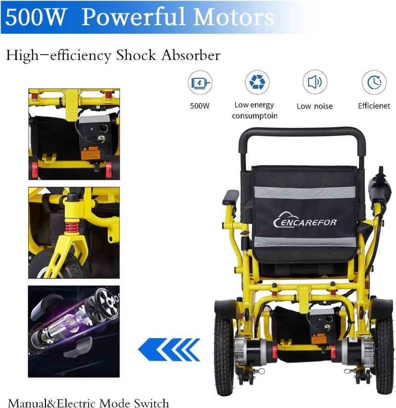 Range 24Mile Extended 20 Seat Folding Electric Wheelchair for Adults, Lightweight Foldable 500W Powered Wheelchairs, Portable Folding Carry Wheelchairs, Airline Approved (Yellow) Range 24Mile Extended 20 Seat Folding Electric Wheelchair for Adults, Lightweight Foldable 500W Powered Wheelchairs, Portable Folding Carry Wheelchairs, Airline Approved (Yellow)