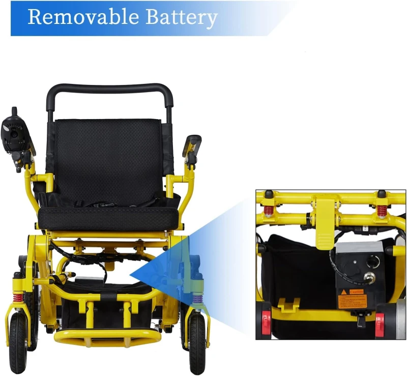 Range 24Mile Extended 20 Seat Folding Electric Wheelchair for Adults, Lightweight Foldable 500W Powered Wheelchairs, Portable Folding Carry Wheelchairs, Airline Approved (Yellow) Encarefor Wheelchair - Range 24Mile Extended 20 Seat Folding Electric Wheelchair for Adults, Lightweight Foldable 500W Powered Wheelchairs, Portable Folding Carry Wheelchairs, Airline Approved (Yellow)