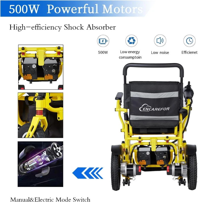Range 24Mile Extended 20 Seat Folding Electric Wheelchair for Adults, Lightweight Foldable 500W Powered Wheelchairs, Portable Folding Carry Wheelchairs, Airline Approved (Yellow) Range 24Mile Extended 20 Seat Folding Electric Wheelchair for Adults, Lightweight Foldable 500W Powered Wheelchairs, Portable Folding Carry Wheelchairs, Airline Approved (Yellow)
