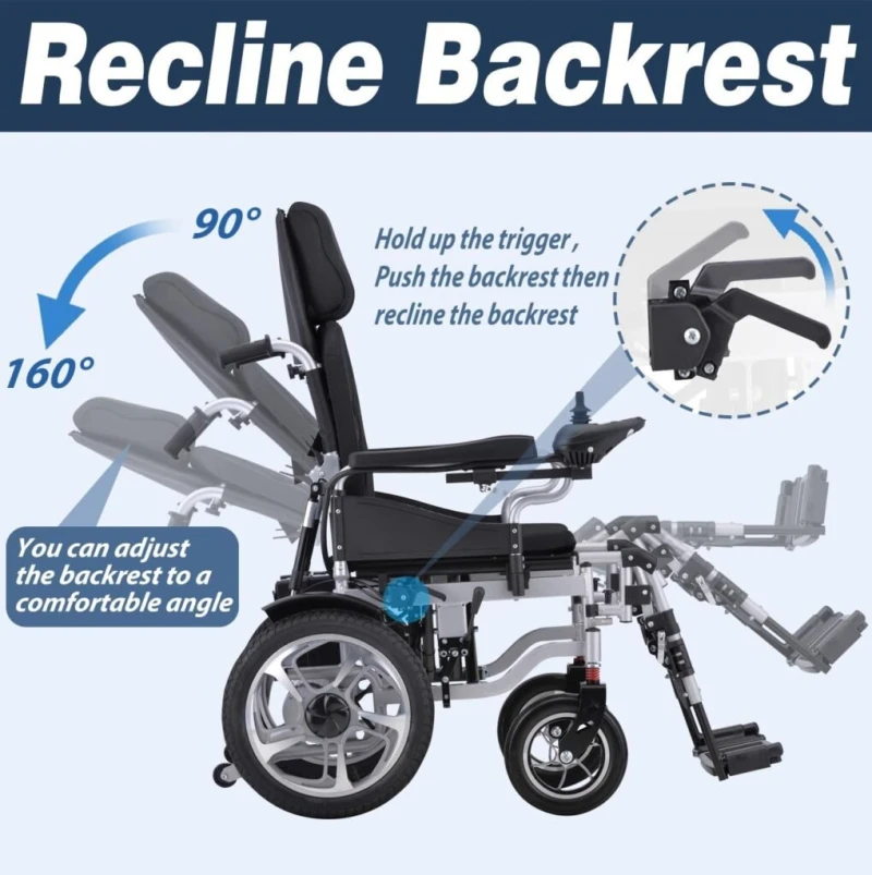 Reclining Foldable Electric Wheelchairs for Adults - 500W Super Horse Power Motor -20 Mile Range ~ 20AH Extended Battery - Include Headrest and Backrest MuMulti-Angle Adjustment Support 280lbs Reclining Foldable Electric Wheelchairs for Adults - 500W Super Horse Power Motor -20 Mile Range ~ 20AH Extended Battery - Include Headrest and Backrest MuMulti-Angle Adjustment Support 280lbs