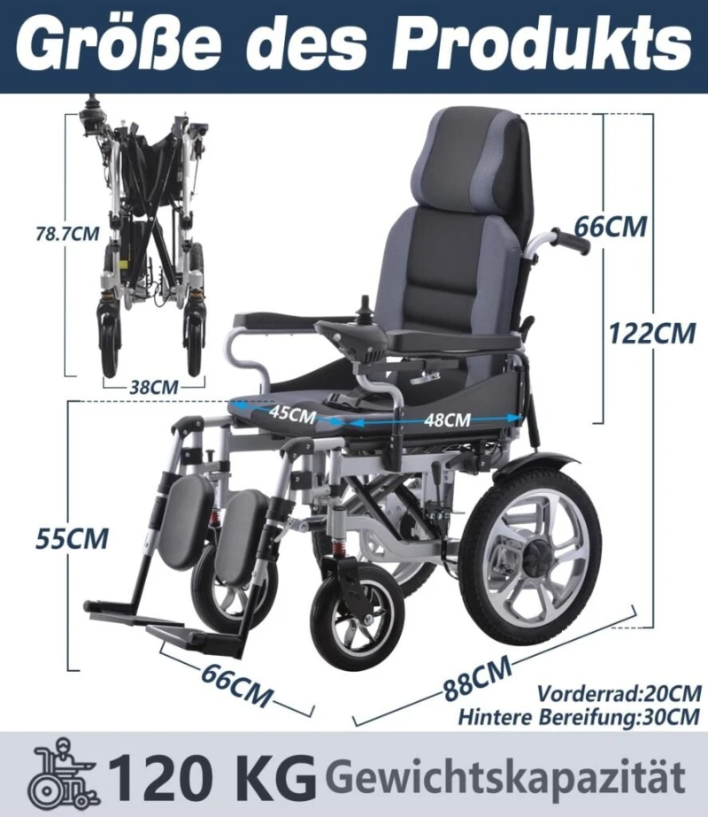 Reclining Foldable Electric Wheelchairs for Adults - 500W Super Horse Power Motor -20 Mile Range ~ 20AH Extended Battery - Include Headrest and Backrest MuMulti-Angle Adjustment Support 280lbs Reclining Foldable Electric Wheelchairs for Adults - 500W Super Horse Power Motor -20 Mile Range ~ 20AH Extended Battery - Include Headrest and Backrest MuMulti-Angle Adjustment Support 280lbs