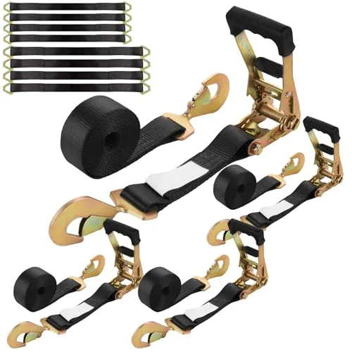 LISHINE 4-Pack Tie Down Straps with Hooks