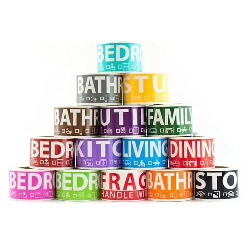 Color-Coded Moving Labels Set for Boxes & Rooms