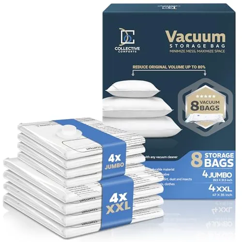 8 Pack Vacuum Storage Bags (XXL & Jumbo)