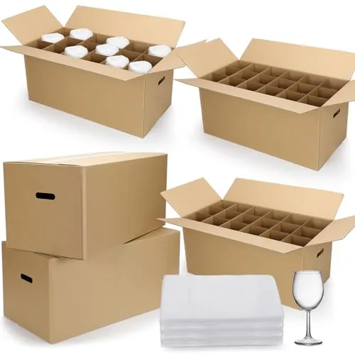 AmazingSpark Glass Packing Kit for Moving Glasses (24x12x11)