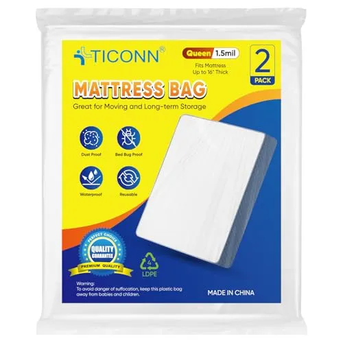 TICONN Mattress Bag for Moving (2-Pack)