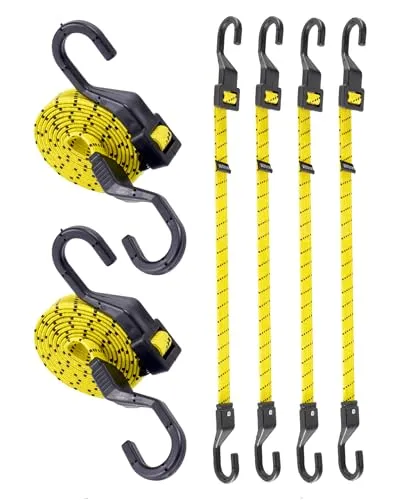 6 Pcs 48 Adjustable Bungee Cords with Hooks (Heavy Duty)
