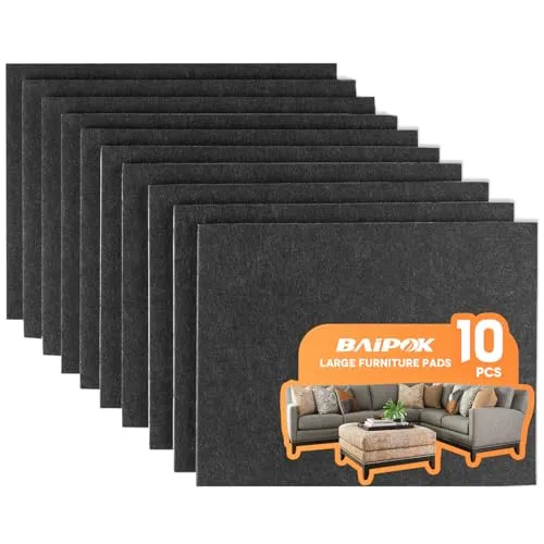 Large Felt Furniture Pads 10pcs Adhesive Black