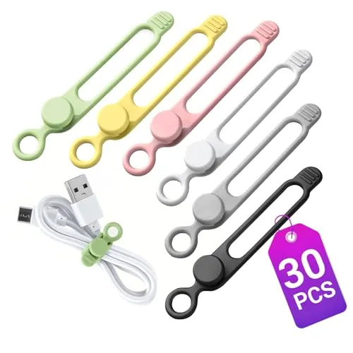 30 Pcs Silicone Cable Ties for Cable Management