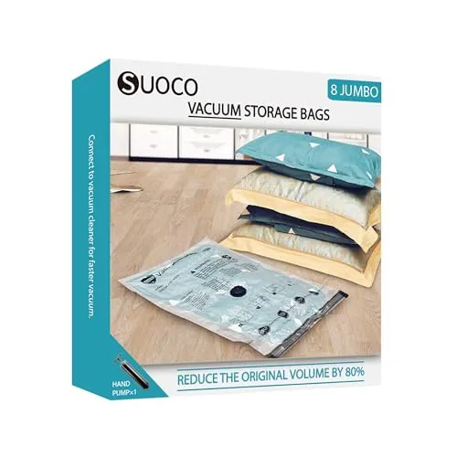 8 Jumbo Vacuum Storage Bags Set for Clothes