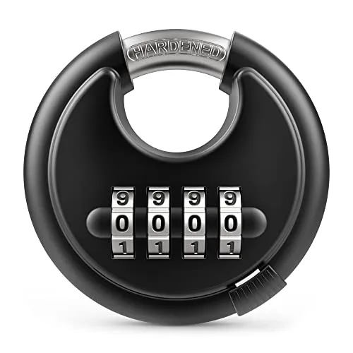 Puroma 4-Digit Disc Padlock with Hardened Shackle