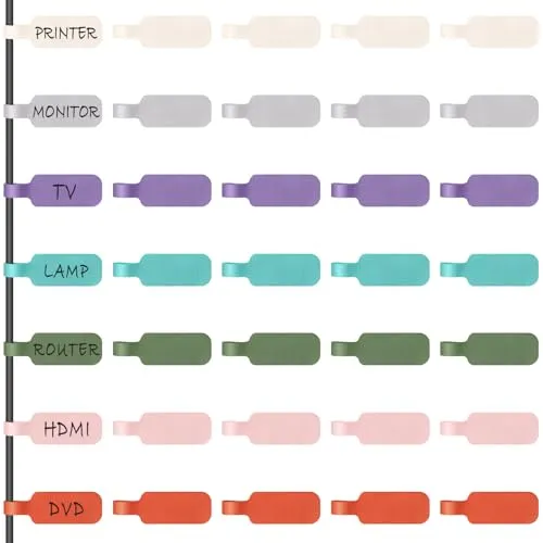Trilancer Cable Labels – Large Multicolor Reusable 35 PCS