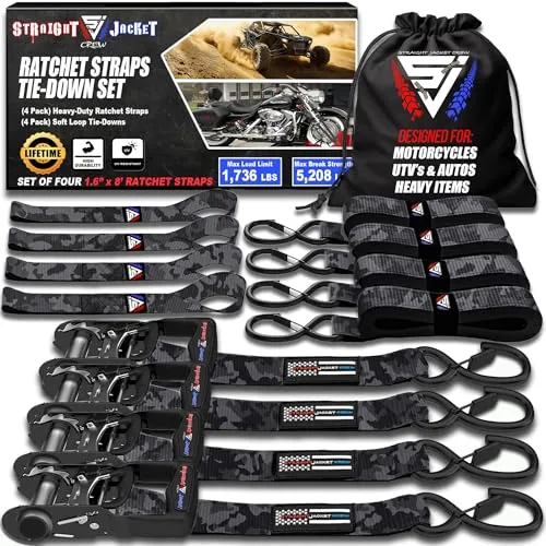 Ratchet Straps Tie Down Kit with Soft Loops