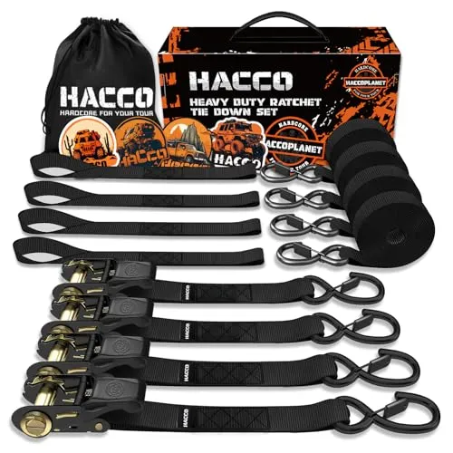 Haccoplanet Ratchet Tie Down Straps 4pc Set