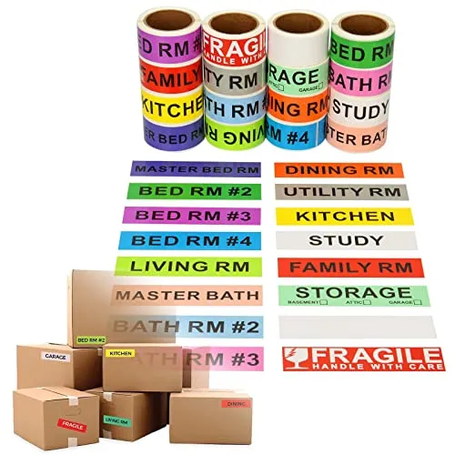960 Moving Color Coding Labels Kit with Fragile Labels
