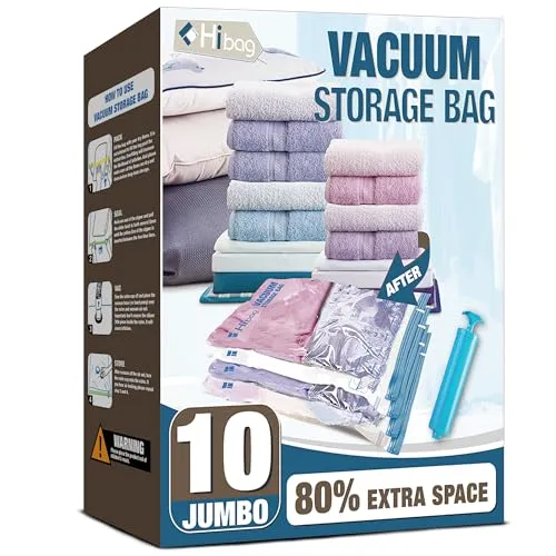 HIBAG Jumbo Vacuum Storage Seal Bags (10)