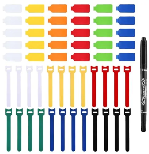 60-Pack Cable Labels & Organizer Kit with Ties