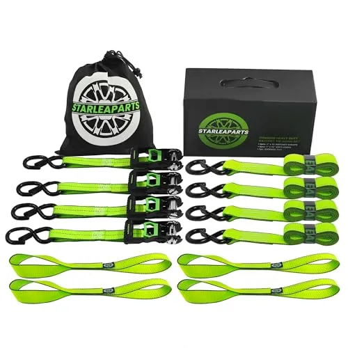 Motorcycle Tie Down Straps Set with 2100lb Break Strength