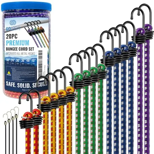 GOEASY Premium Bungee Cords 20-Count with Hooks Various Lengths