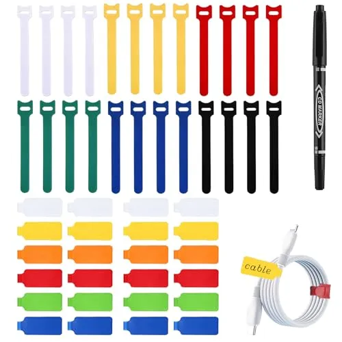 48-Pack Cable Labels & Organizer Kit with Ties