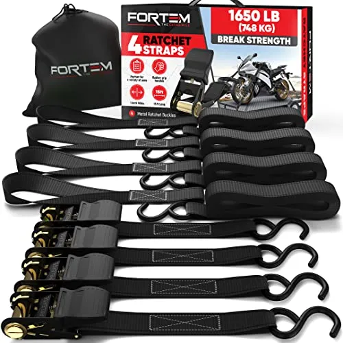 FORTEM Ratchet Straps Set 1650lb 4 Pack 15ft