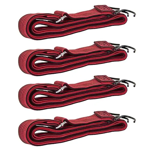 dbest Trolley Dolly Bungee Cord 4 Pack with Hooks